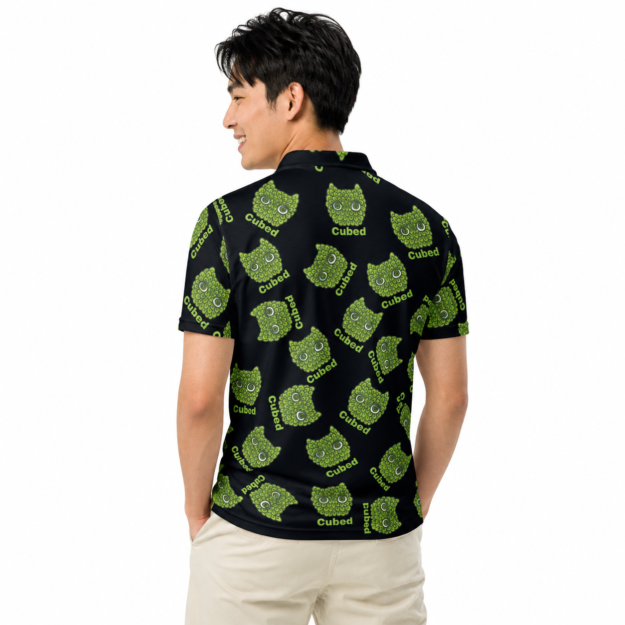 Luma'Ka Black Pattern Men’s Slim Fit Polo