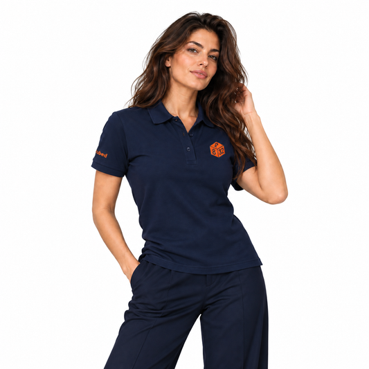 Orange Cubed Ladies Polo Shirt