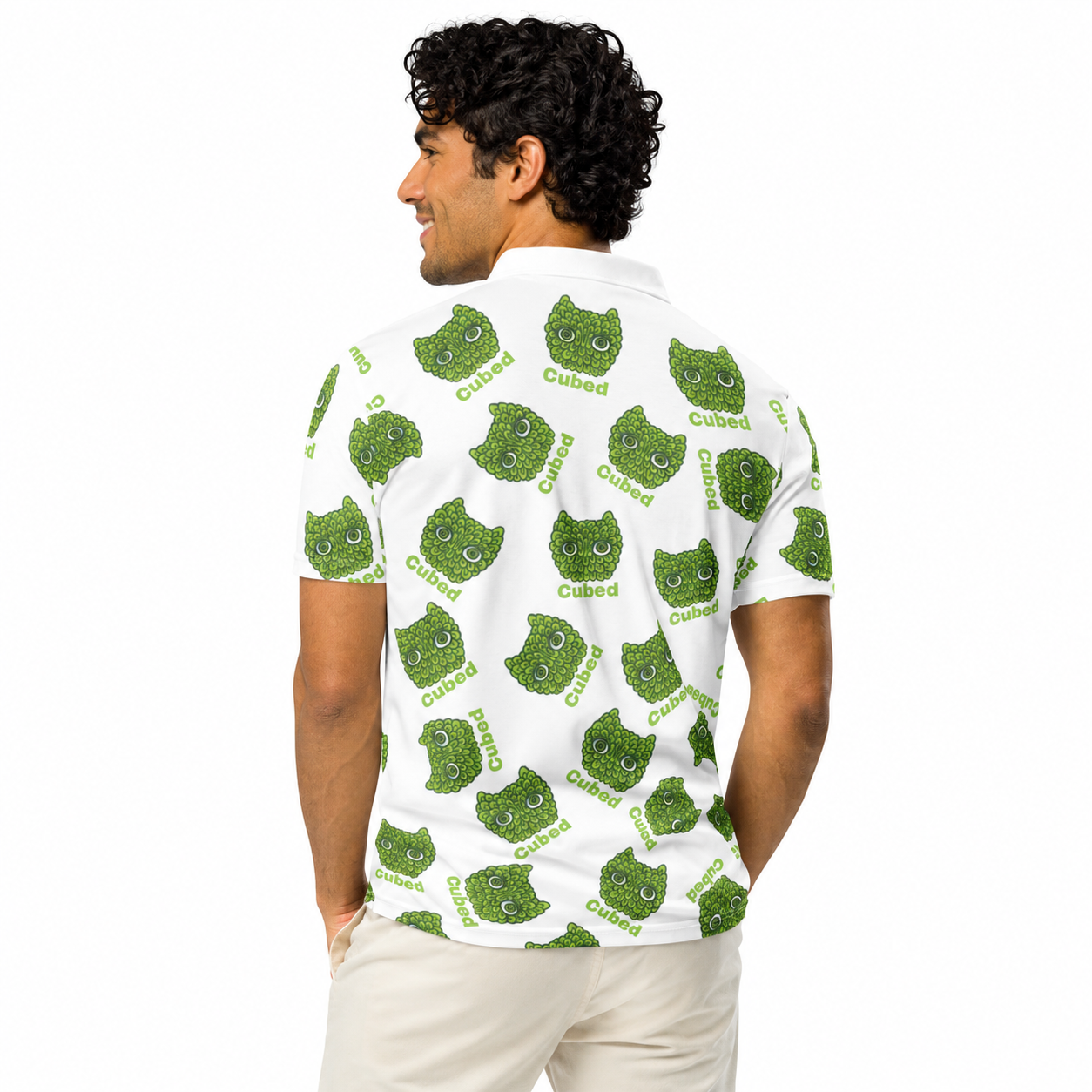 Luma'Ka White Pattern Men’s Slim Fit Polo