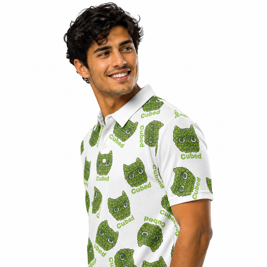 Luma'Ka White Pattern Men’s Slim Fit Polo
